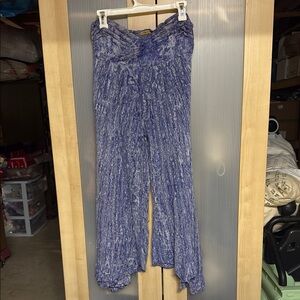 Blue Palazzos with Flowing Silhouette